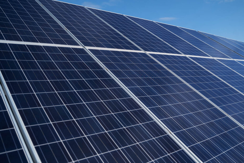 Solarzellen absorbieren Sonnenlicht effizient.